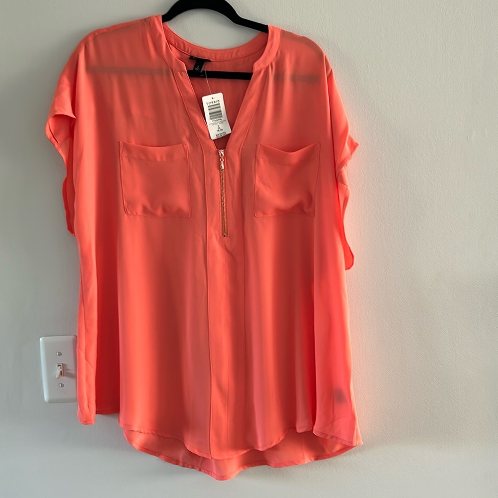 NWT Torrid Zip Front Orange Blouse